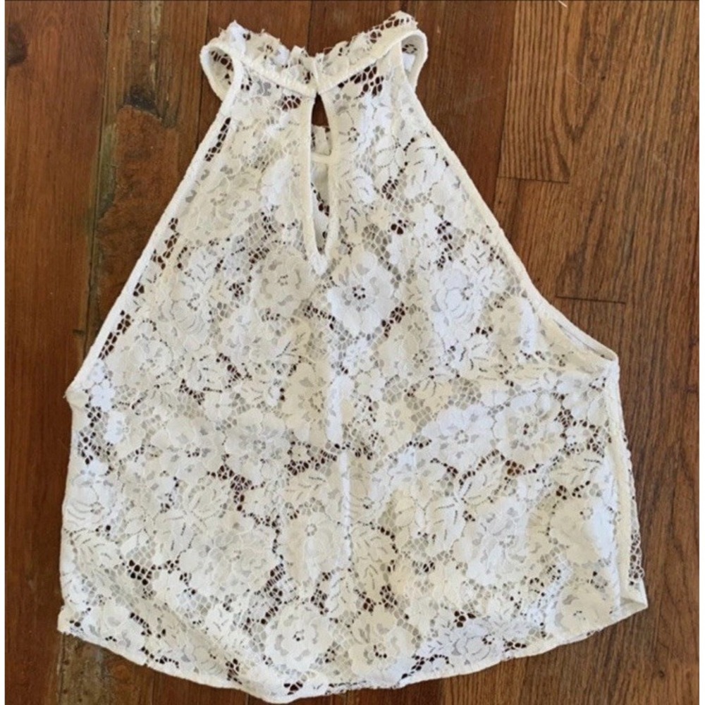 Free People White Lace Crop‎ Top Size Large - Picture 4 of 8